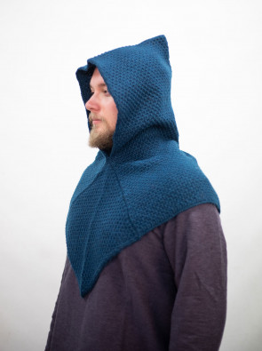 Knitted Wool Gugel Asbjorn - Petrol blue