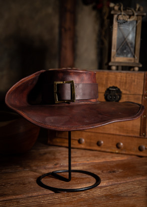 Leather Hat Musketeer - Dark Brown