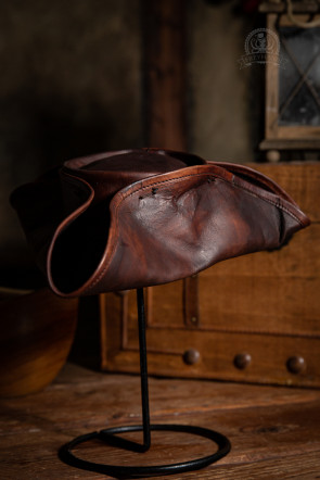 Leather Hat Tricorne - Dark Brown